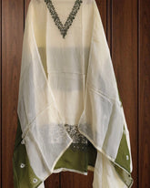 Soft Organza Dual-Tone Embroidered Un- Stitched Suit Set