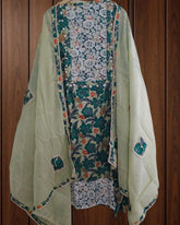 Pakistani Style Cotton Printed Suit with Crochet Lace & Appliqué Dupatta