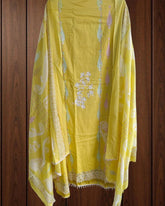 Pure Cotton Printed Suit with Pearls & Sequin Highlighting