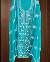 Elegant Organza Embroidered Suit with Pearl Highlights & Chiffon Dupatta