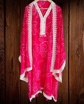 Chinnon Digital Print Mirror Glow Suit Set with Crochet Lacing Stole Dupatta