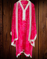 Chinnon Digital Print Mirror Glow Suit Set with Crochet Lacing Stole Dupatta