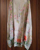 Glass Organza Digital Print Unstitched Suit with Embroidery & Tassel Dupatta