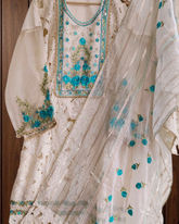 Pakistani Style Cotton Suit Set with Crochet Lace Semi Stitched Suit