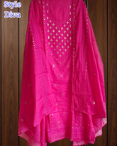 Pure Mul Chanderi Elegance – Pita & Thread Embroidery Unstitched Suit