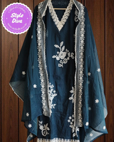 Elegant Soft Mul Chanderi Suit with Exquisite Parsi Embroidery & Crochet Lacing