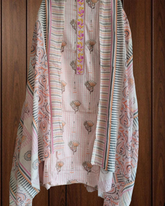 Elegant Pure Cotton Printed Embroidered Suit with Matching Dupatta