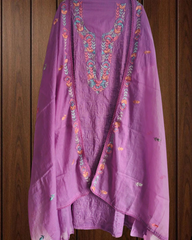 Timeless Lucknowi Chikankari Mul Chanderi Suit Set Timeless Lucknowi Chikankari Mul Chanderi Suit Set