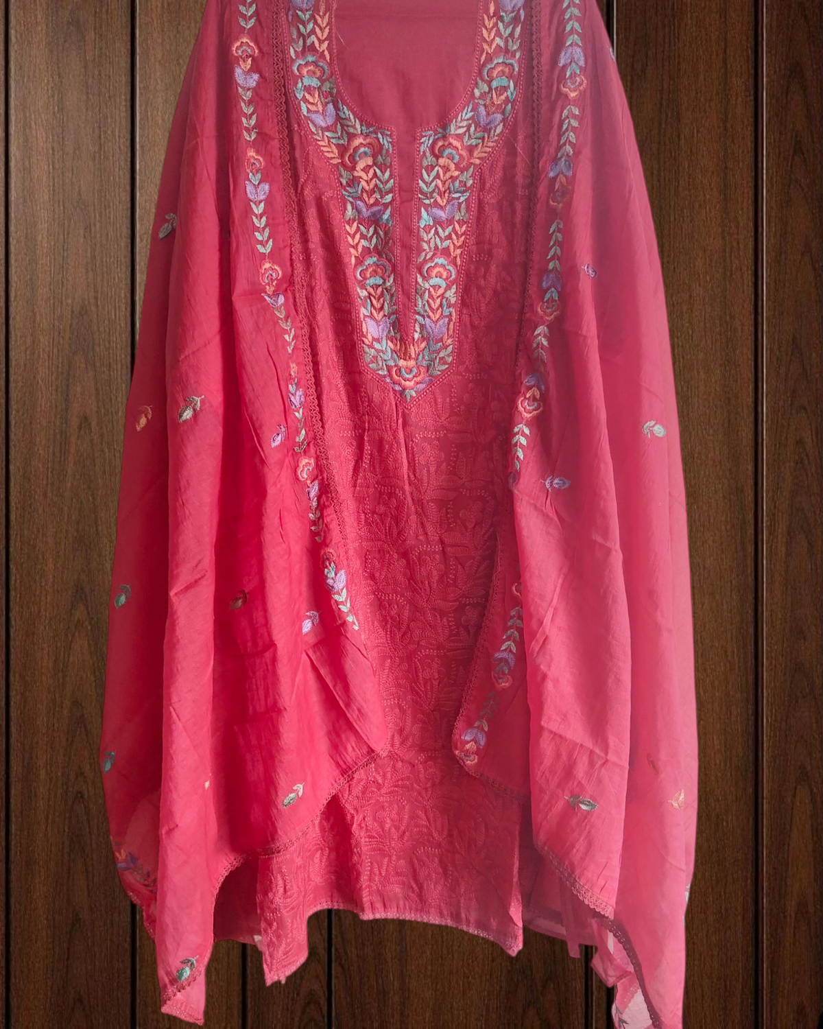 Timeless Lucknowi Chikankari Mul Chanderi Suit Set