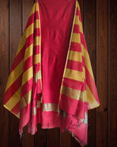 Elegant Maheshwari Silk Suit with Banarasi Border