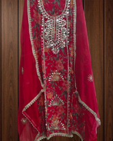 Glass Organza Unstitched Suit with All-Over Gotta Detailing And Chiffon Dupatta