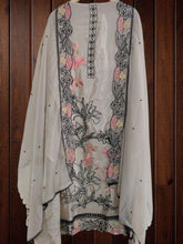 Crepe Kurta & Organza Embroidered Dupatta Un-Stitched Suit