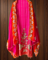 Premium Chinnon Ombre Suit Adorned with Gotta Work