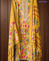 Cotton Digital Print Unstitched Suit with Neck Work