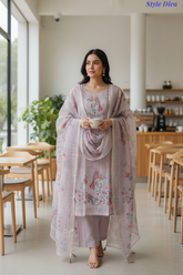 Elegant Kota Digital Print Suit with Highlighting Knot Work