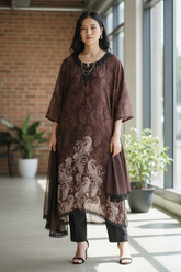 Georgette Digital Print Hand Work Unstitched Suit with Chiffon Dupatta