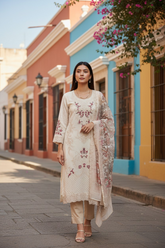 Premium Organza Overall Embroidery & Cut-Work Unstitched Suit with Scalloped Digital Print Dupatta