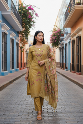 Premium Organza Overall Embroidery & Cut-Work Unstitched Suit with Scalloped Digital Print Dupatta