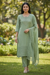 Premium Georgette Lucknowi Embroidery Unstitched Suit