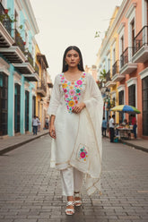 Organza Colorful Embroidery Un Stitched Suit with Jute & Crochet Lace and Matching Dupatta