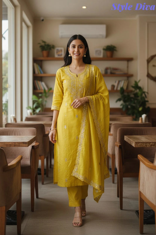 Mul Cotton Pita & Mukesh Work Unstitched Suit with Elegant Dupatta