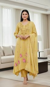 Mul Cotton Cross-Stitch Embroidered Unstitched Suit with Embroidered Dupatta