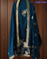 Royal Muslin Suit Set Adorned with Exquisite Banarasi Weaving