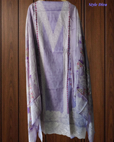 Soft Cotton Digital Print Suit with Daman Lacing & Pearl Highlights