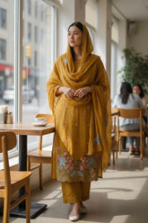 Graceful Mul Chanderi Suit with Cross Stitch Embroidery & Artistic Motifs