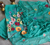 Elegant Soft Organza Unstitched Suit with Embroidery