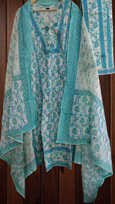 Cotton Printed Suit Set with zari Work – Fully Stitched 3PC Set