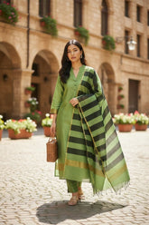 Elegant Maheshwari Silk Suit with Banarasi Border