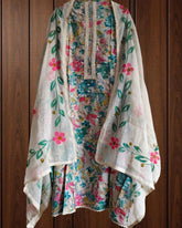 Cotton Printed Suit with Brush Paint Kota Dupatta & Neck Work (Unstitched)