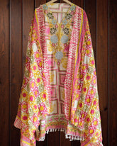 Cotton Digital Print Suit with beautiful hand work on neck