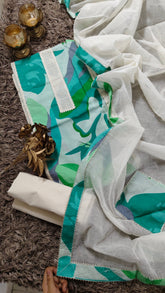 Pakistani Cotton Un STITCHED SUIT -GREEN MULTI-COLOR