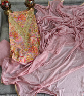 Soft Organza Suit Set with Mirror Sequin Hand Work – Unstitched Grace