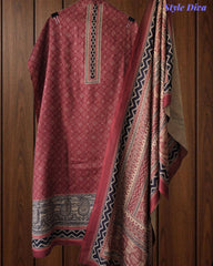 SD1236 - Winter Wear-Pashmina Unstitched Suit with Floral Digital Print, Highlighted Kurta and  Matching Dupatta