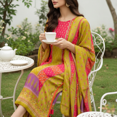 Fully Stitched Crepe Suit with Crepe  Dupatta