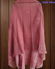 Pure Mul Chanderi Embroidered Un-Stitched Suit with Mukesh Dupatta