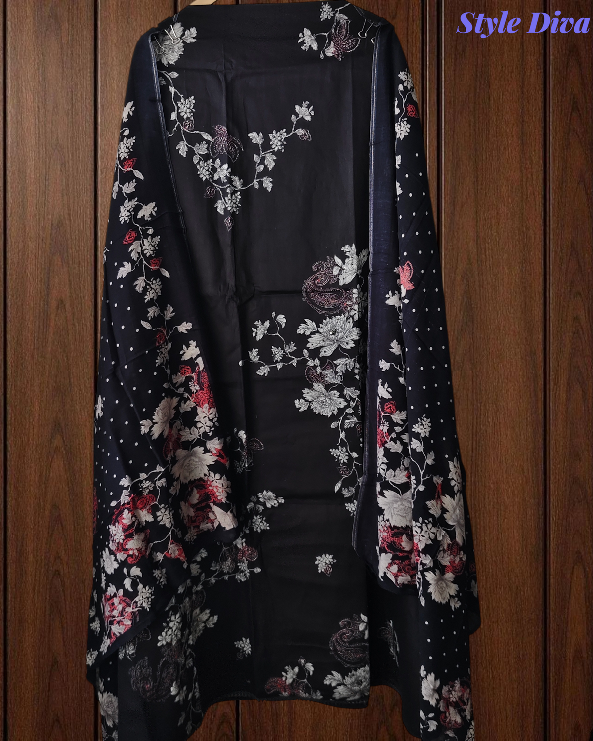 Soft Cotton Digital Print Suit Set with Sequins & Knot Highlights