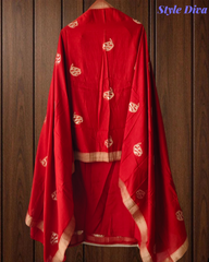 Royal Muslin Suit Set Adorned with Exquisite Banarasi Weaving
