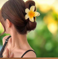 Hawaiian Flower Hair Claw Clips, Plumeria Design,Glossy Finish ,  Multicolour
