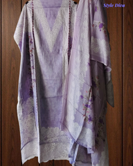 Soft Cotton Digital Print Suit with Daman Lacing & Pearl Highlights