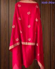 Royal Muslin Suit Set Adorned with Exquisite Banarasi Weaving