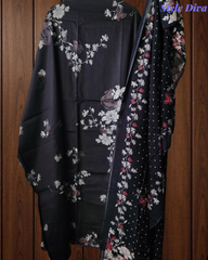 Soft Cotton Digital Print Suit Set with Sequins & Knot Highlights