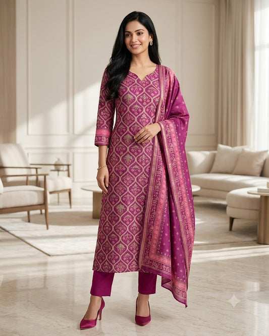 Cotton Maheshwari Digital Print Un-Stitched Suit with Maheshwari Dupatta