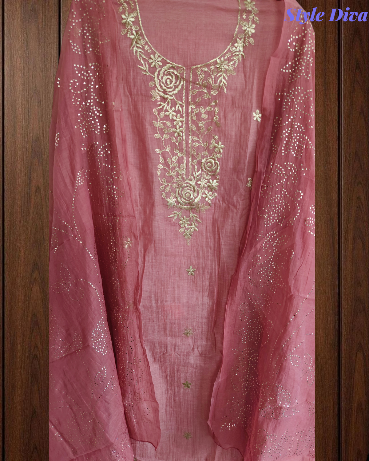 Pure Mul Chanderi Embroidered Un-Stitched Suit with Mukesh Dupatta