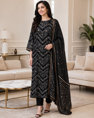 Cotton Maheshwari Digital Print Unstitched Suit Set with Banarasi Weaves & Banarasi Border Dupatta