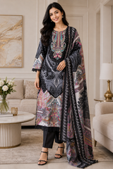 Fully Stitched - Pakistani Style Digital Print Embroidered Kurta Set with Dupatta & Pants