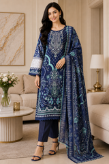Fully Stitched - Pakistani Style Digital Print Embroidered Kurta Set with Dupatta & Pants